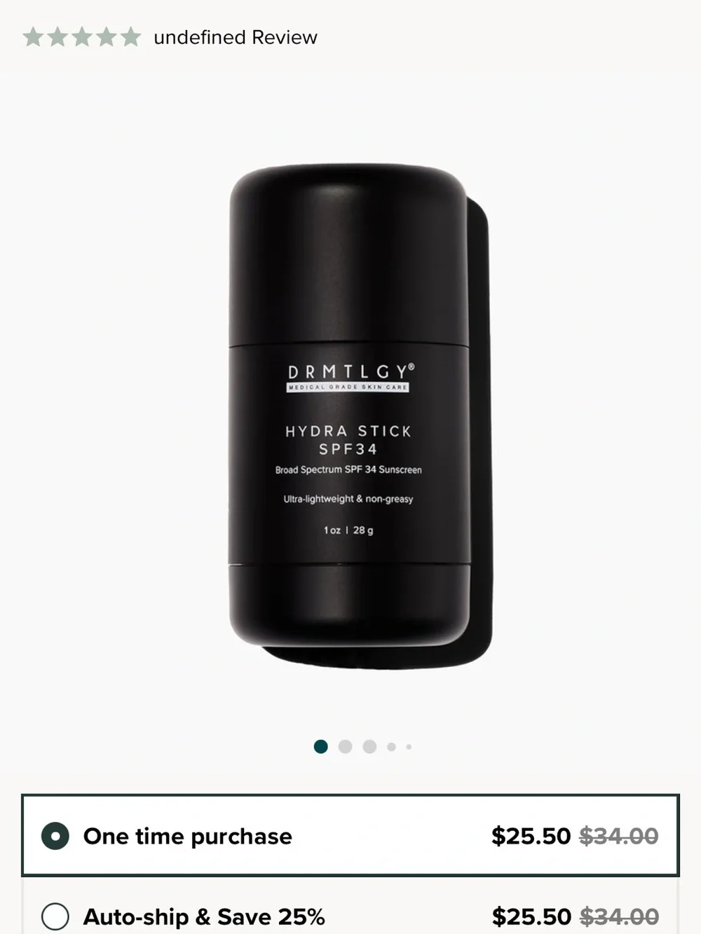 NEW! DRMTLGY Hydra Stick SPF 34 Broad Spectrum Sunscreen